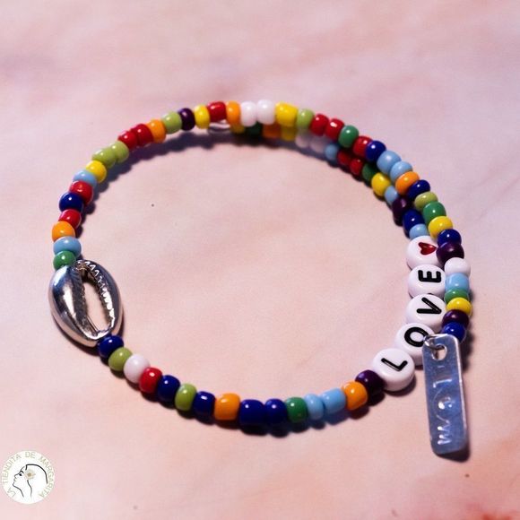 Message 4ever handmade letters bracelet beaded - Picture 2 of 4